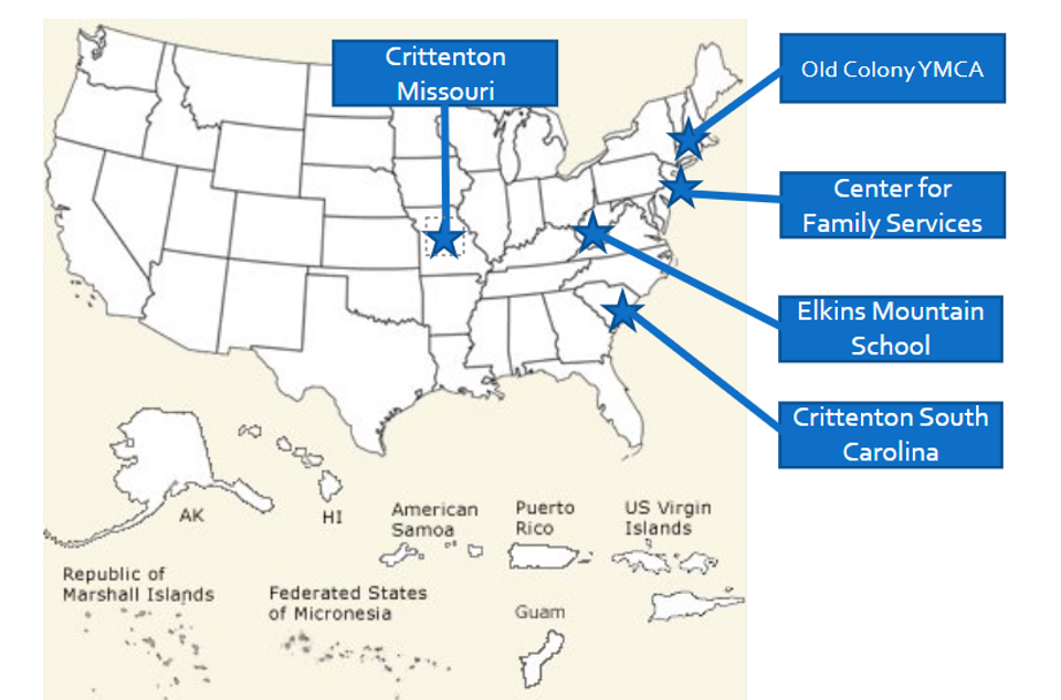 Map of BRTRC Cohort 4 partner site locations